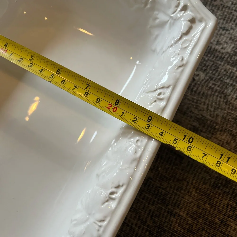 Set of 2 Vintage CWC Italian White Octagonal Dish Embossed Ceramic 13” x 9.25